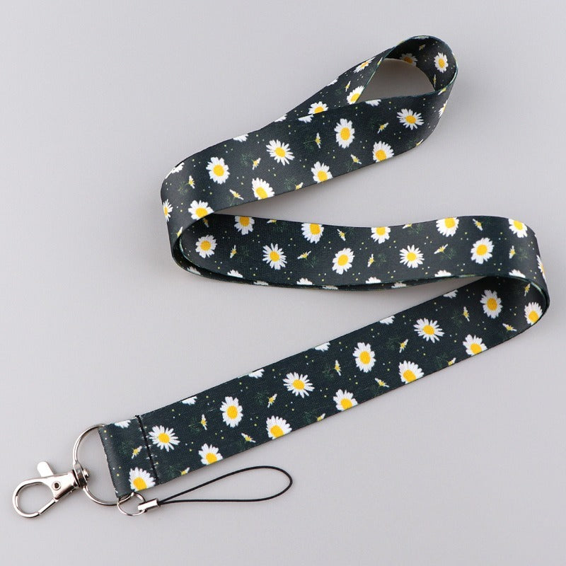 Wholesale 10pcs Small Daisy Lavender Flower Mobile Phone Lanyard Long Camera Work ID Durable Neck Lanyard